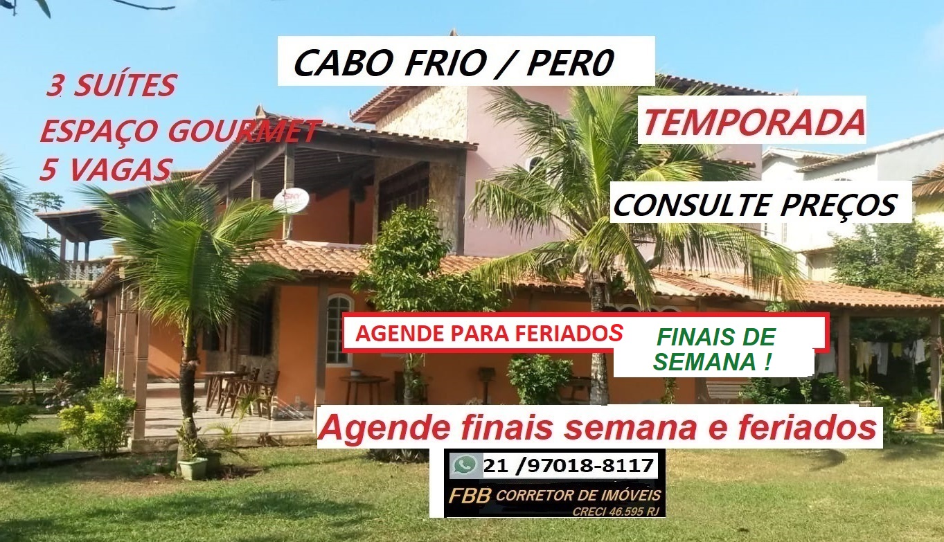 Casa com 4 Quartos para Temporada, 300 m² em Peró - Cabo Frio