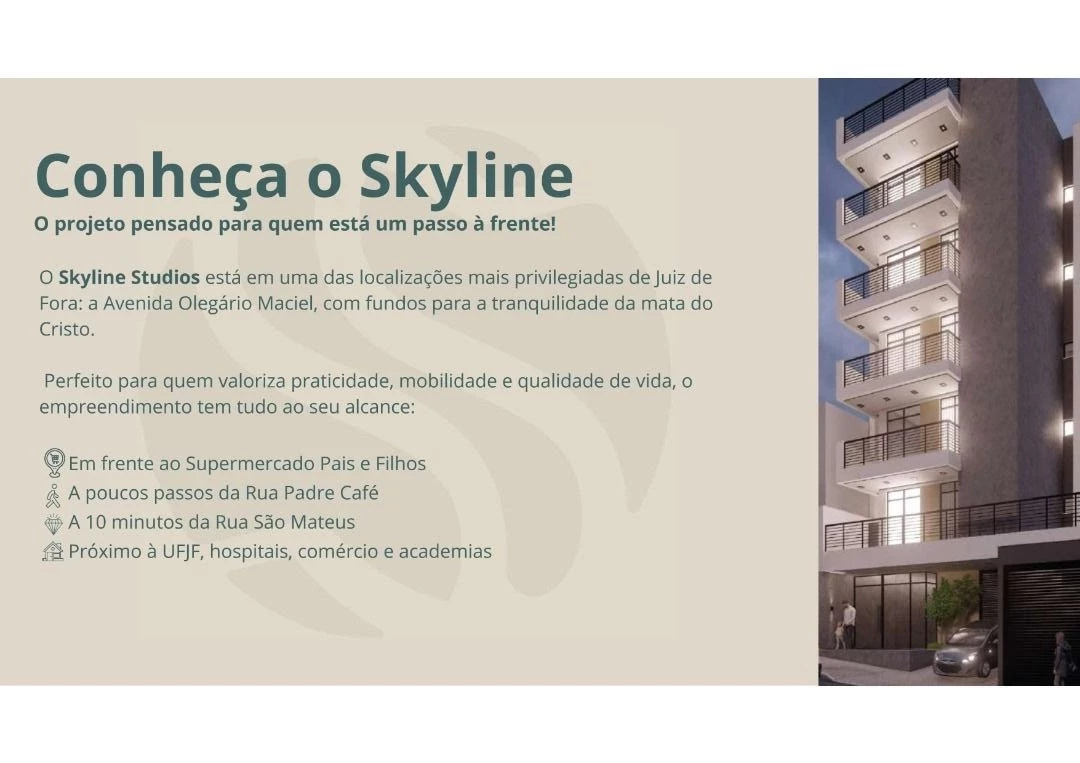 Imagem Studio com 1 Quarto à Venda, 44 m² em Paineiras - Juiz de Fora Imagem Studio com 1 Quarto à Venda, 44 m² em Paineiras - Juiz de Fora
