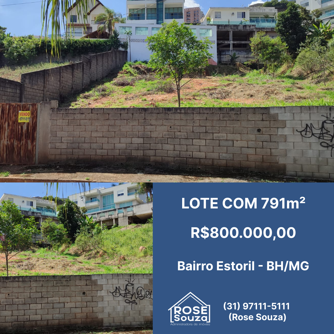 Terreno à Venda, 791 m²em Estoril - Belo Horizonte