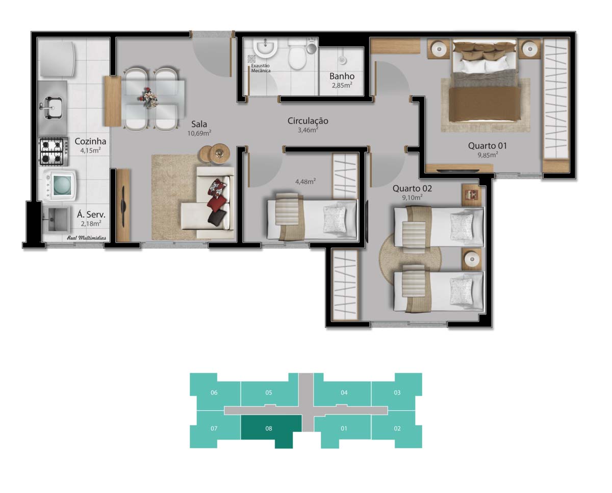 Imagem Apartamento com 2 Quartos à Venda, 51 m² em Vale Encantado - Vila Velha