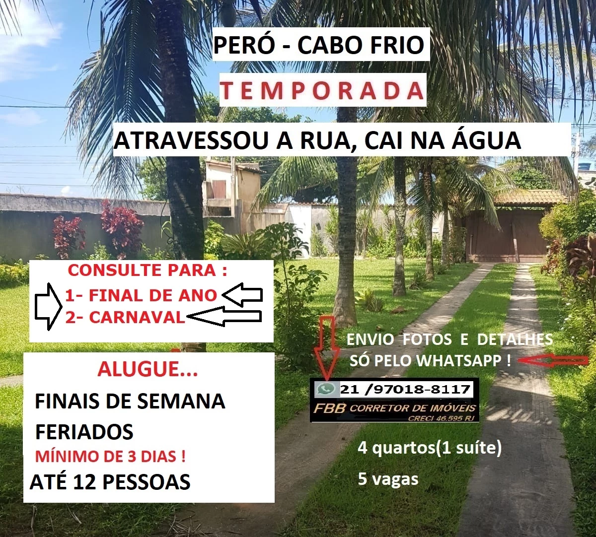 Imagem Casa com 4 Quartos para Temporada, 200 m² em Peró - Cabo Frio
