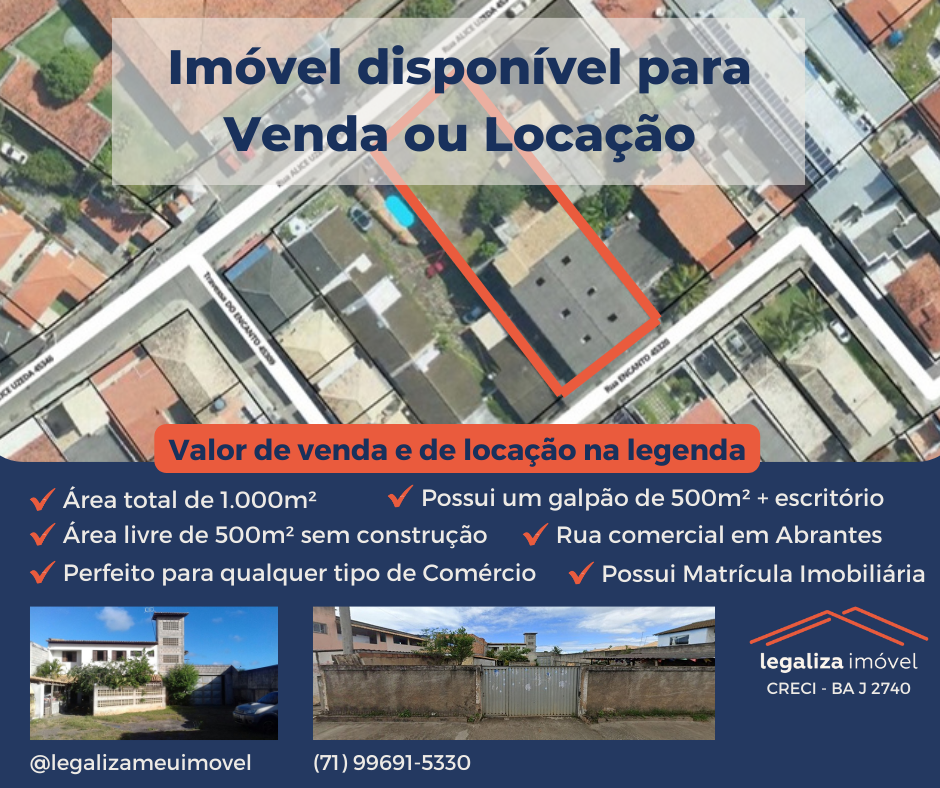 Imóvel Comercial à Venda ou Locação, 1 m²em Vila de Abrantes (Abrantes) - Camaçari