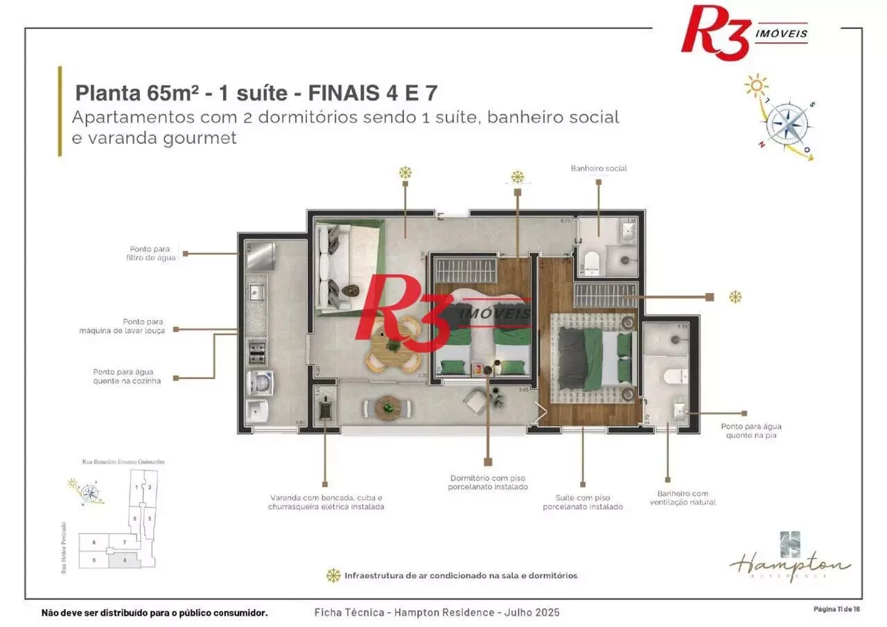 Apartamento com 2 Quartos à Venda, 65 m² em Marapé - Santos