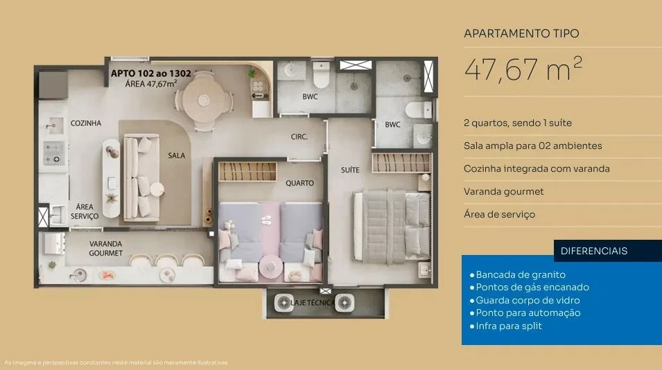 Imagem Apartamento com 2 Quartos à Venda, 47 m² em Guararapes - Jaboatão dos Guararapes