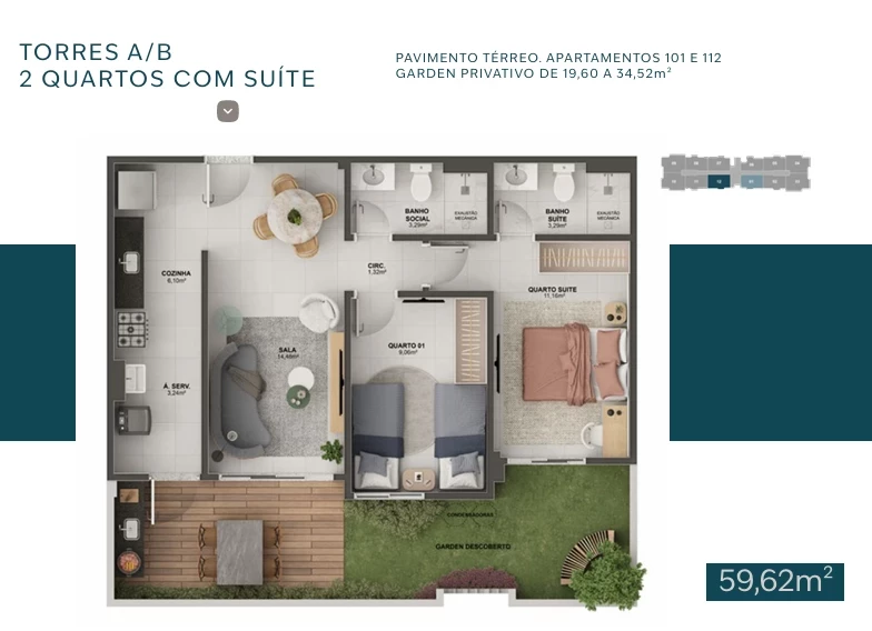 Foto do imóvel: Apartamento com 2 Quartos à Venda, 59 m² em De Fátima - Serra