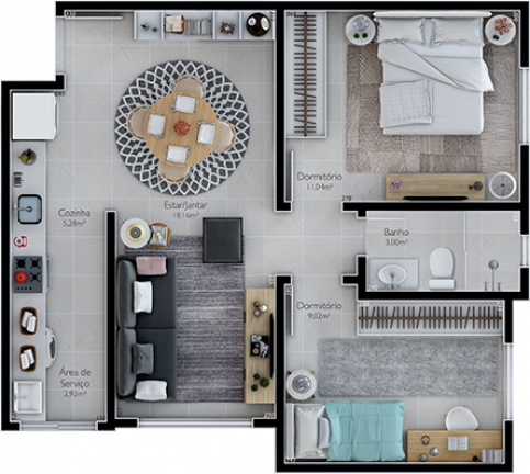 Imagem Apartamento com 2 Quartos à Venda, 56 m² em Cristo Rei - Içara