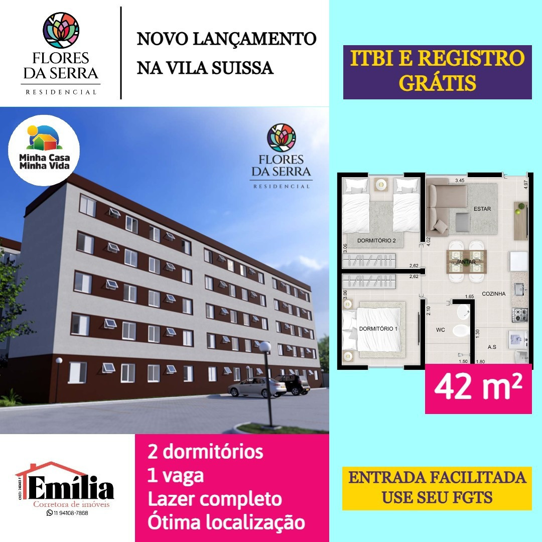 Apartamento com 2 Quartos à Venda, 41 m² em Botujuru - Mogi das Cruzes