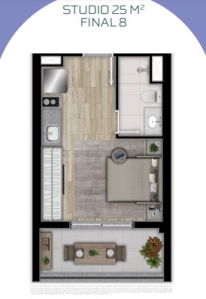 Imagem Studio com 1 Quarto à Venda, 25 m² em Brooklin Paulista - São Paulo