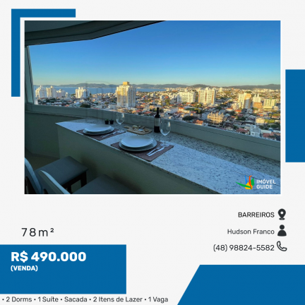 Apartamento com 2 Quartos à Venda, 78 m² em Barreiros - São José