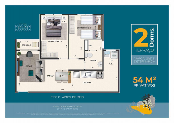 Apartamento com 2 Quartos à Venda, 52 m² em Jardim de Lourdes - Embu das Artes
