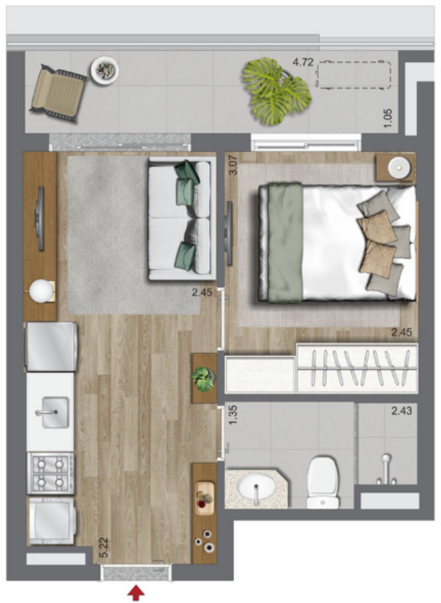 Imagem Apartamento com 1 Quarto à Venda, 27 m²em Brooklin Paulista - São Paulo