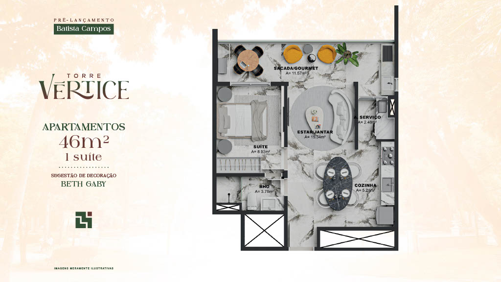 Imagem Apartamento com 1 Quarto à Venda, 46 m²em Batista Campos - Belém