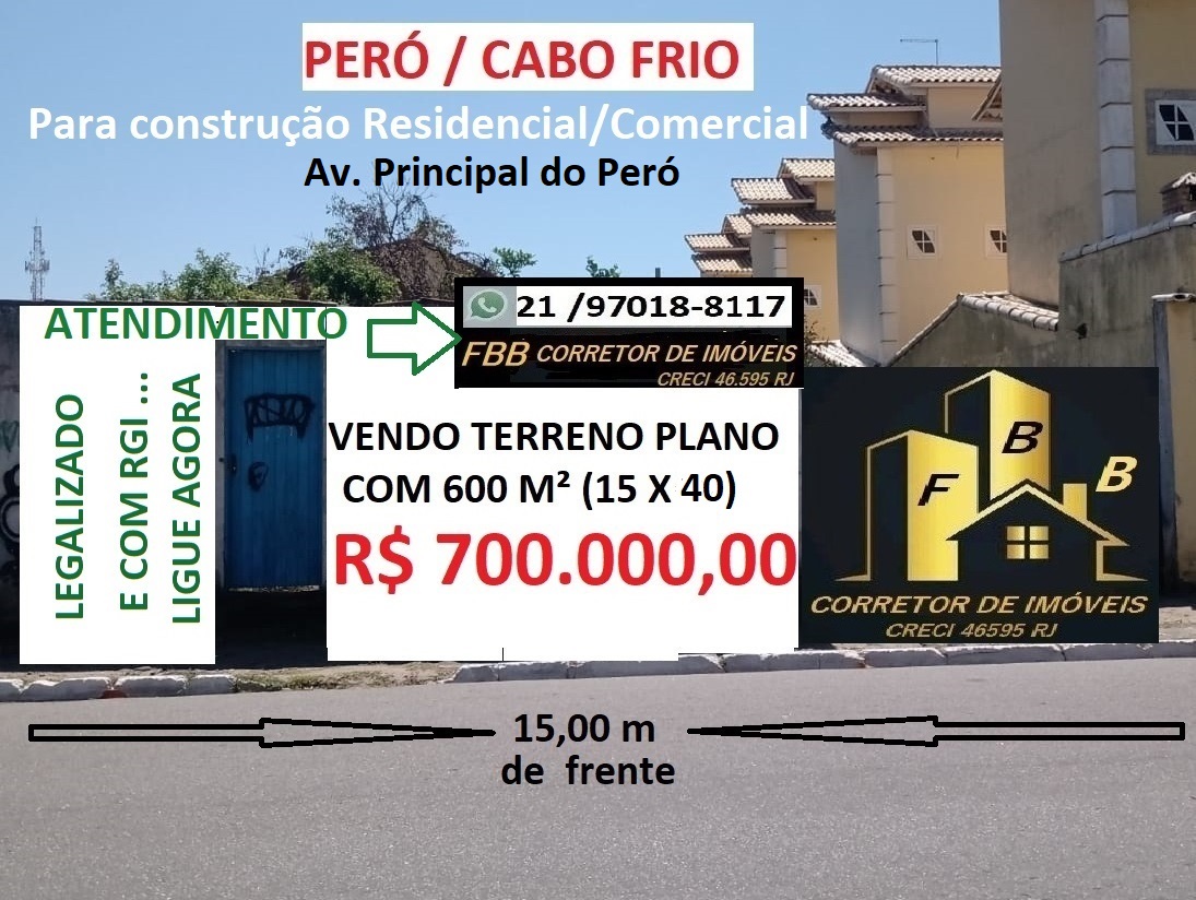 Terreno à Venda, 600 m²em Peró - Cabo Frio