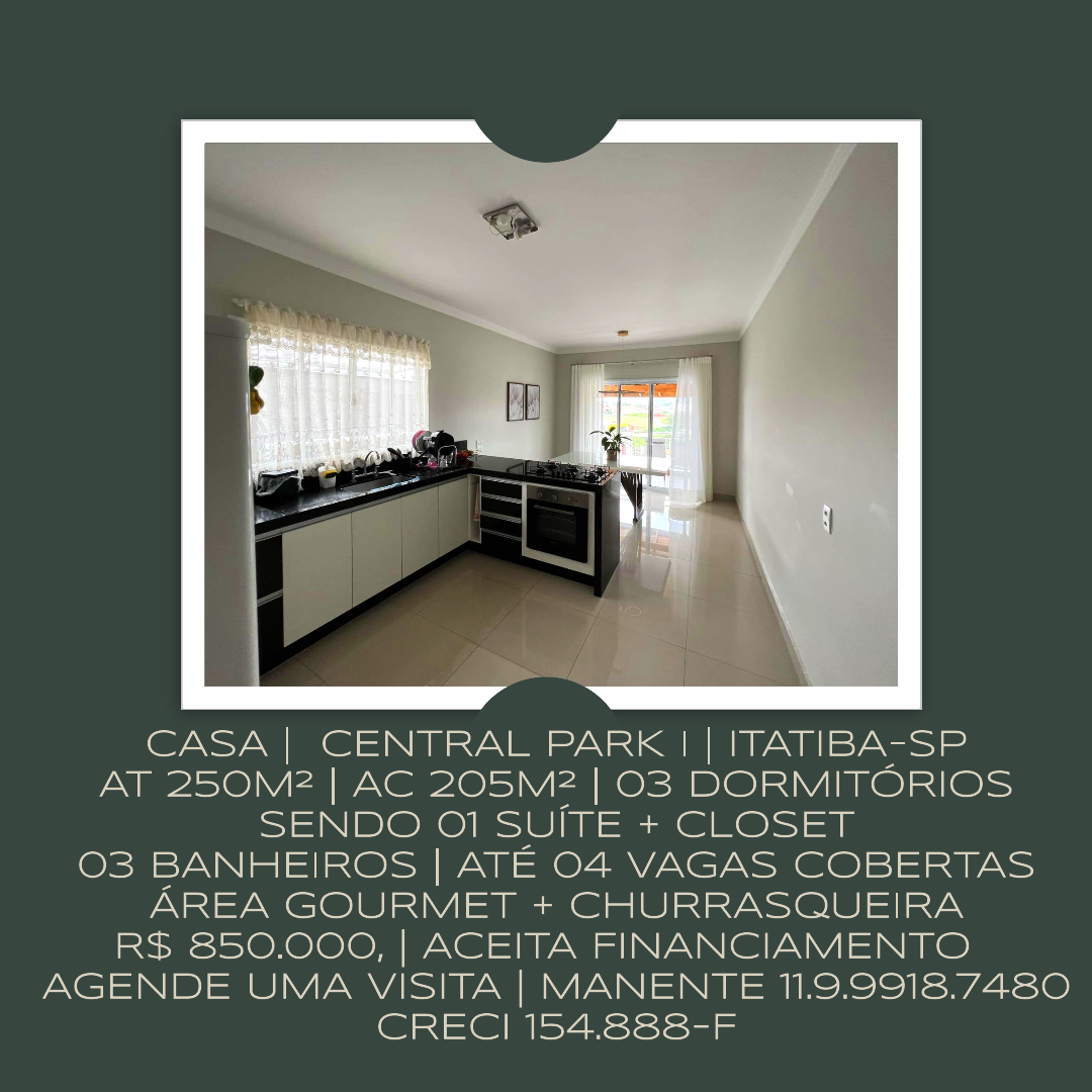 Foto do imóvel: Casa com 3 Quartos à Venda, 205 m²em Loteamento Residencial Central Park I - Itatiba