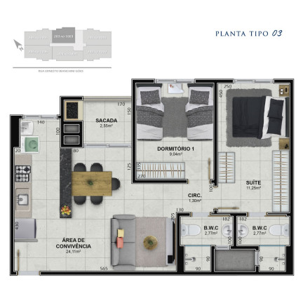 Imagem Apartamento com 3 Quartos à Venda, 78 m² em Próspera - Criciúma