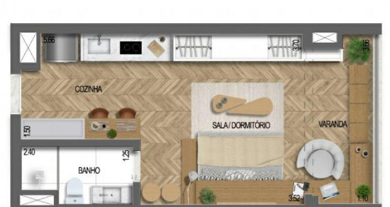 Imagem Apartamento com 1 Quarto à Venda, 31 m² em Vila Yara - Osasco