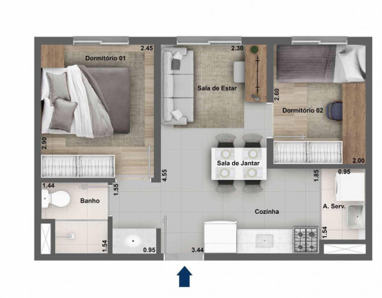 Imagem Apartamento com 2 Quartos à Venda, 40 m² em Jaguaré - São Paulo