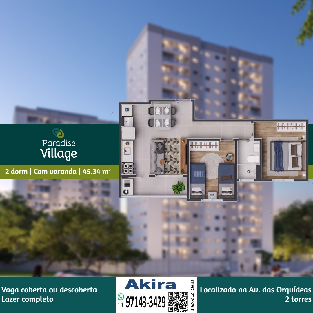 Imagem Apartamento com 2 Quartos à Venda, 45 m² em Parque dos Lagos - Mogi das Cruzes