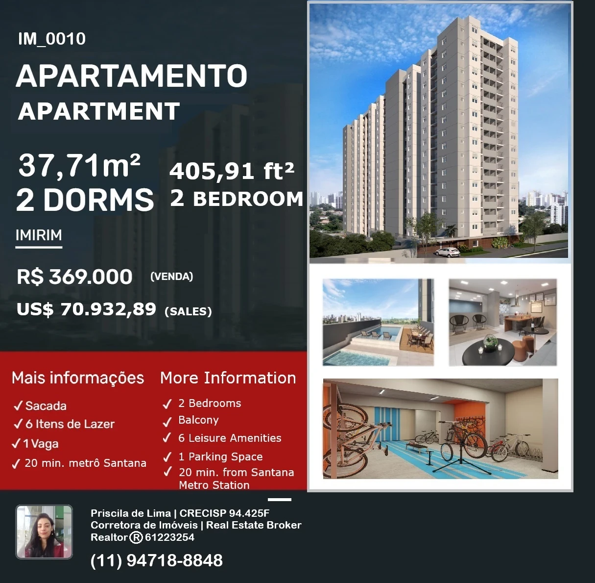 Apartamento com 2 Quartos à Venda, 37 m² em Imirim - São Paulo