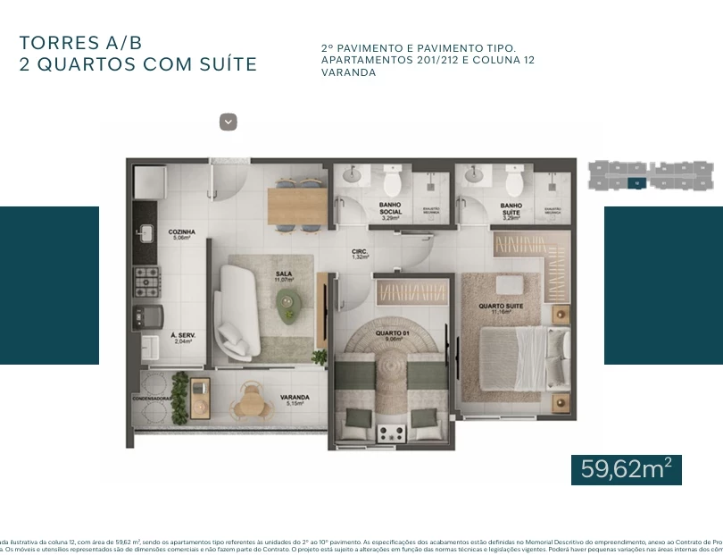 Foto do imóvel: Apartamento com 2 Quartos à Venda, 59 m² em De Fátima - Serra