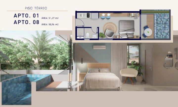 Imagem Apartamento com 1 Quarto à Venda, 21 m² em Porto de Galinhas - Ipojuca