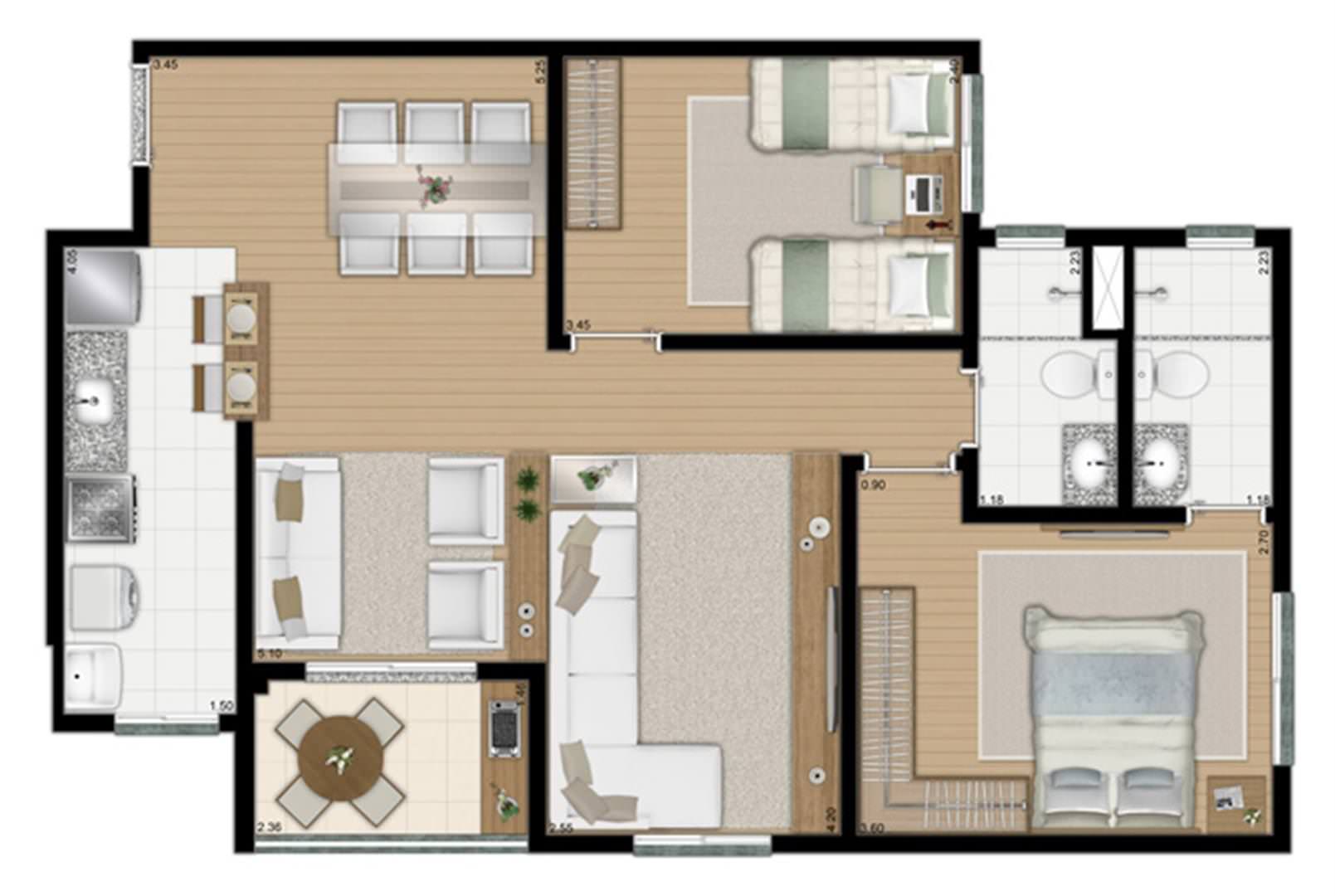 Imagem Apartamento com 3 Quartos à Venda, 55 m² em Conceição - Diadema