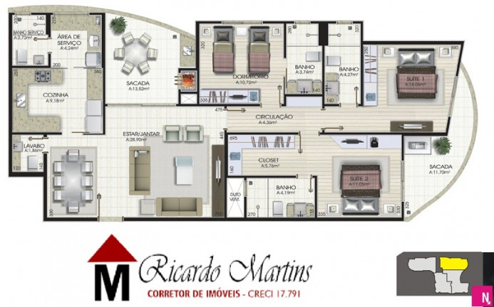 Imagem Cobertura com 3 Quartos à Venda, 134 m² em Centro - Criciúma