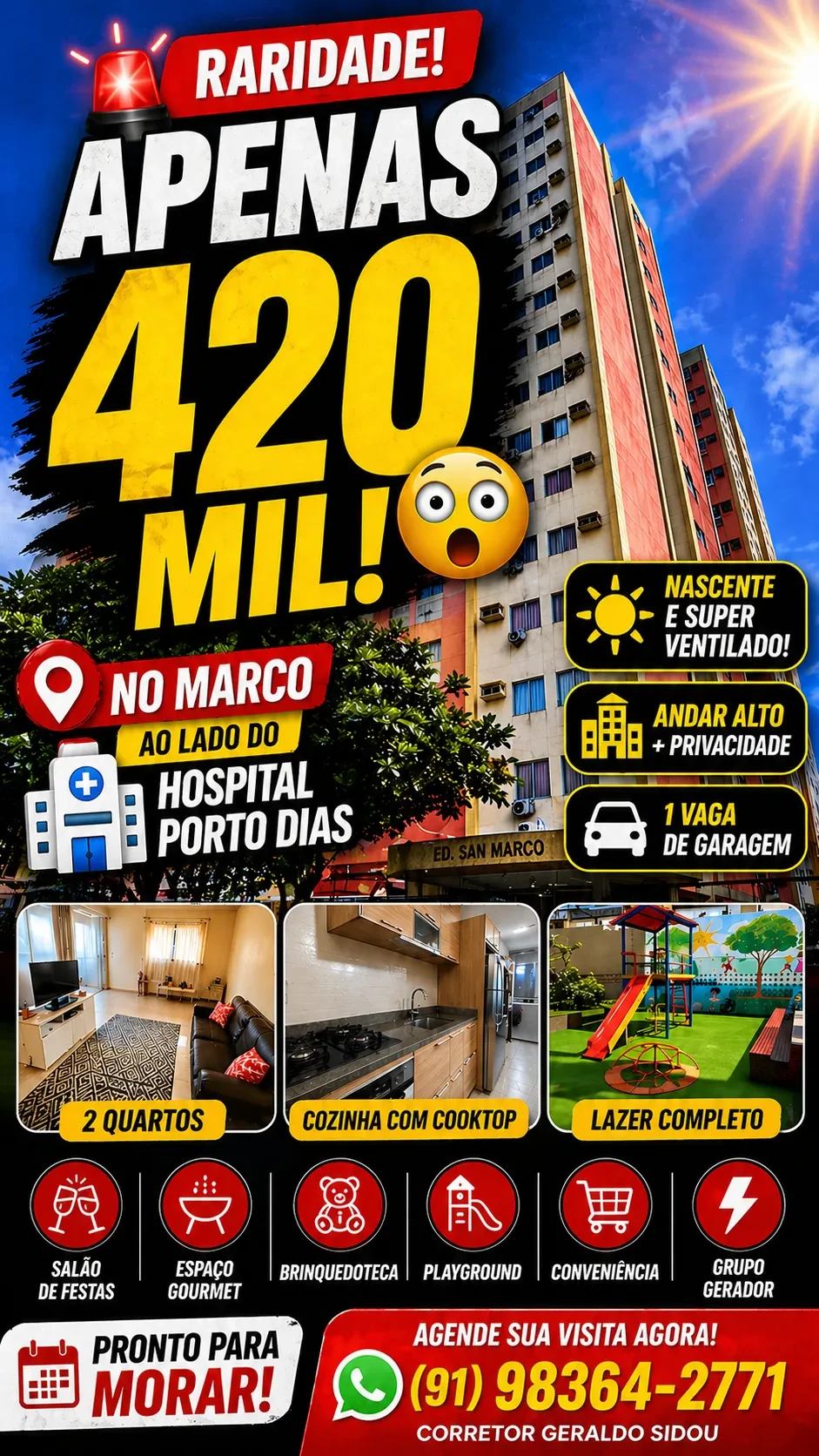 Apartamento com 2 Quartos à Venda, 56 metros em Marco - Belém
