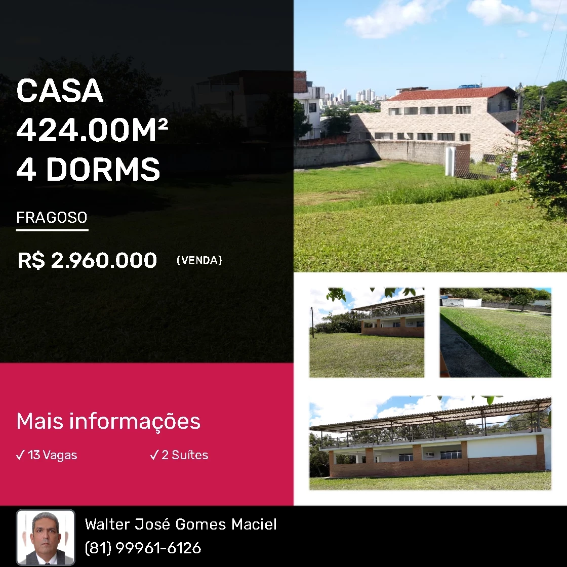 Imagem Casa com 4 Quartos à Venda, 42.400 m² em Fragoso - Olinda