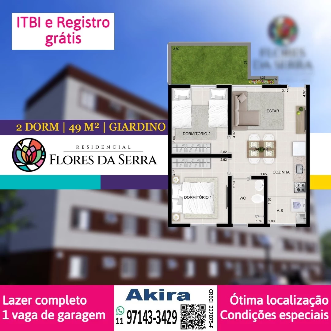Imagem Apartamento com 2 Quartos à Venda, 51 m² em Botujuru - Mogi das Cruzes