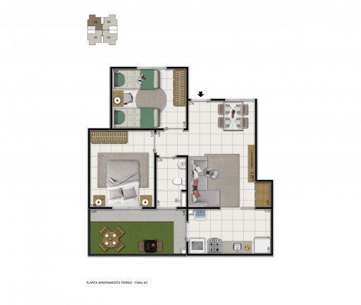 Apartamento com 2 Quartos à Venda, 51 m² em Colinas de Indaiatuba - Indaiatuba