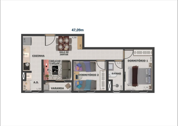Imagem Apartamento com 2 Quartos à Venda, 62 m² em Vila Palmares - Santo André