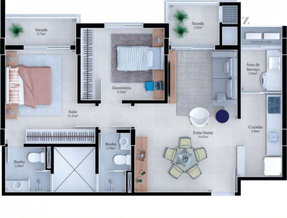 Imagem Apartamento com 2 Quartos à Venda, 70 m² em Michel - Criciúma