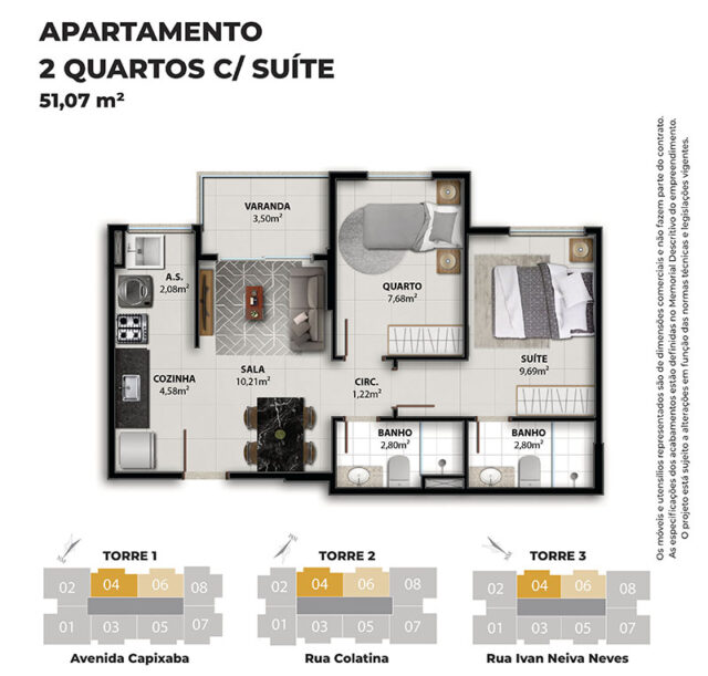 Imagem Apartamento com 3 Quartos à Venda, 63 m² em Residencial Coqueiral - Vila Velha