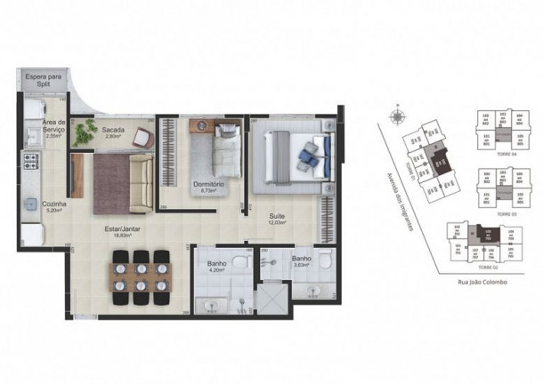 Imagem Apartamento com 3 Quartos à Venda, 79 m²em Rio Maina - Criciúma