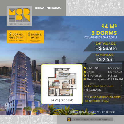 Imagem Apartamento com 3 Quartos à Venda, 94 m² em Butantã - São Paulo