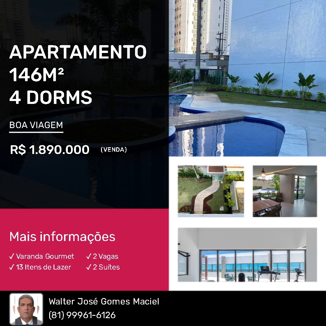 Apartamento com 4 Quartos à Venda, 14.600 m² em Boa Viagem - Recife