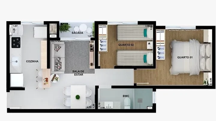Imagem Apartamento com 2 Quartos à Venda, 48 m² em Tindiquera - Araucária