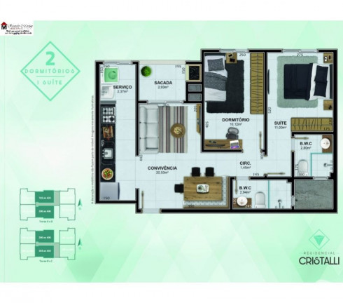 Imagem Apartamento com 2 Quartos à Venda, 65 m² em Presidente Vargas - Içara