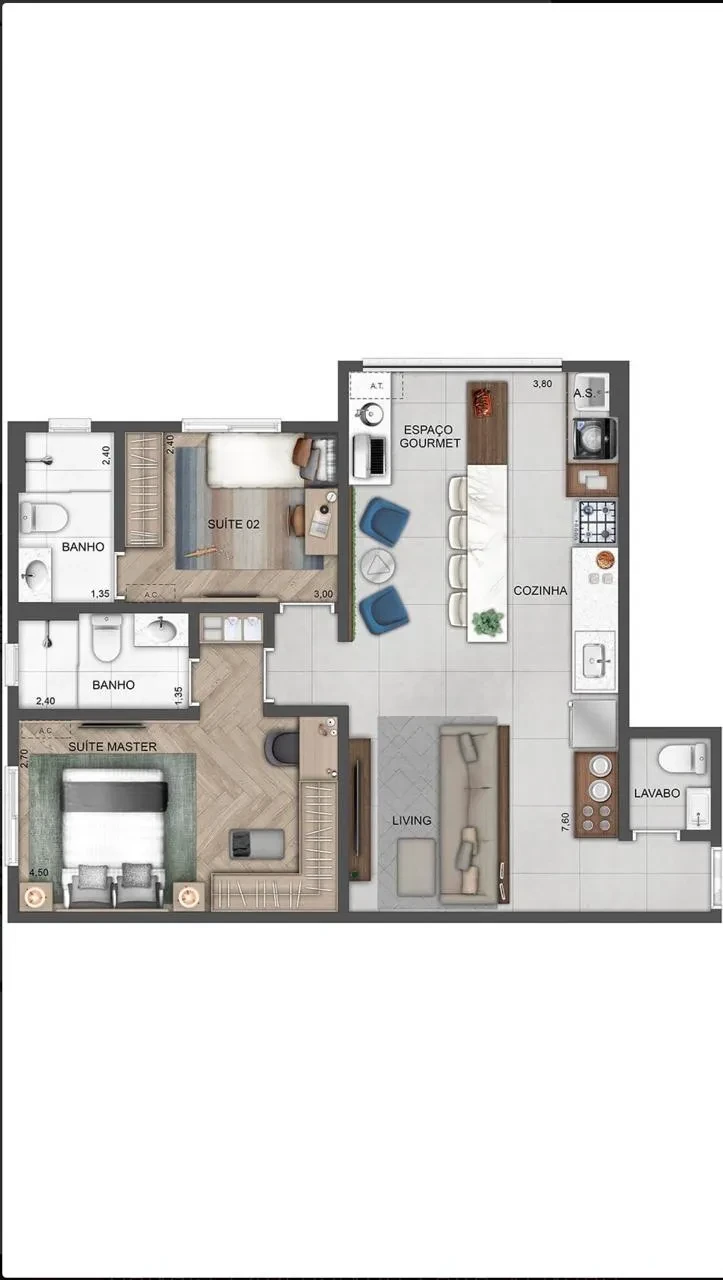 Imagem Apartamento com 2 Quartos à Venda, 70 metros em Ferreira - São Paulo
