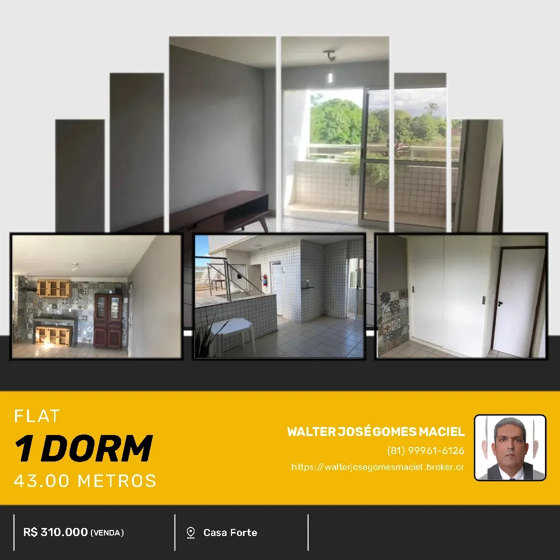 Imagem Flat com 1 Quarto à Venda, 43 m² em Casa Forte - Recife