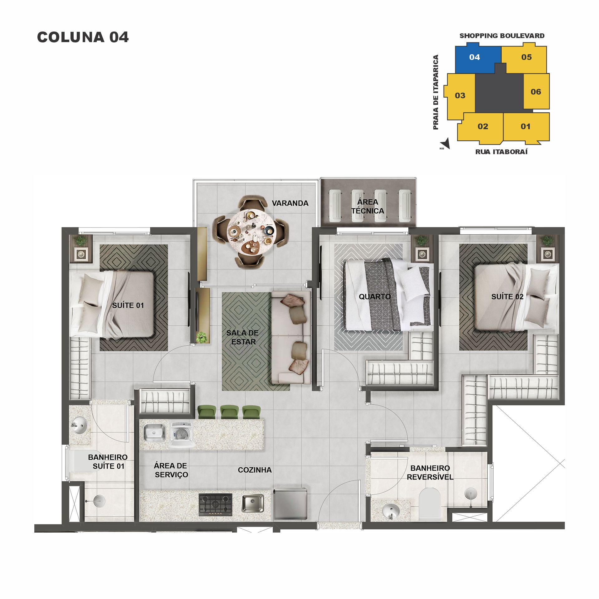 Imagem Apartamento com 3 Quartos à Venda, 80 m² em Praia de Itaparica - Vila Velha