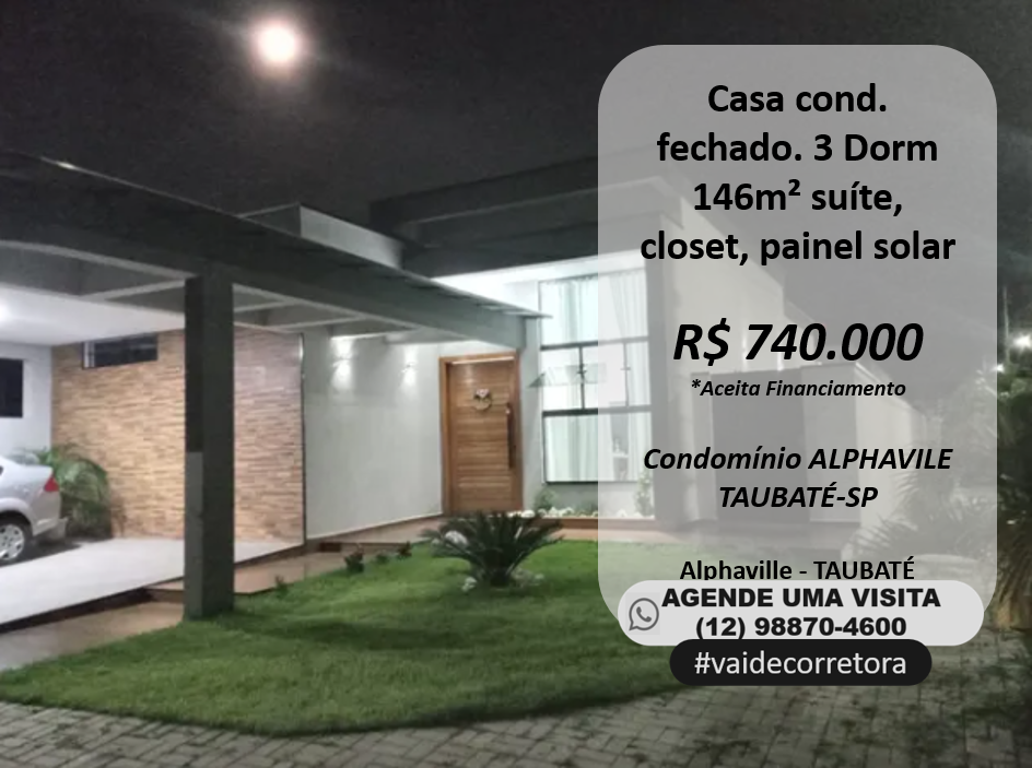 Casa de Condomínio com 3 Quartos à Venda, 146 m²em Parque São Luís - Taubaté