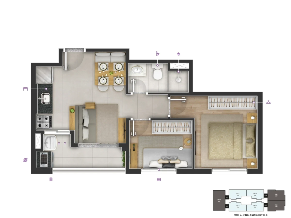 Foto do imóvel: Apartamento com 2 Quartos à Venda, 39 m² em Jaguaribe - Osasco