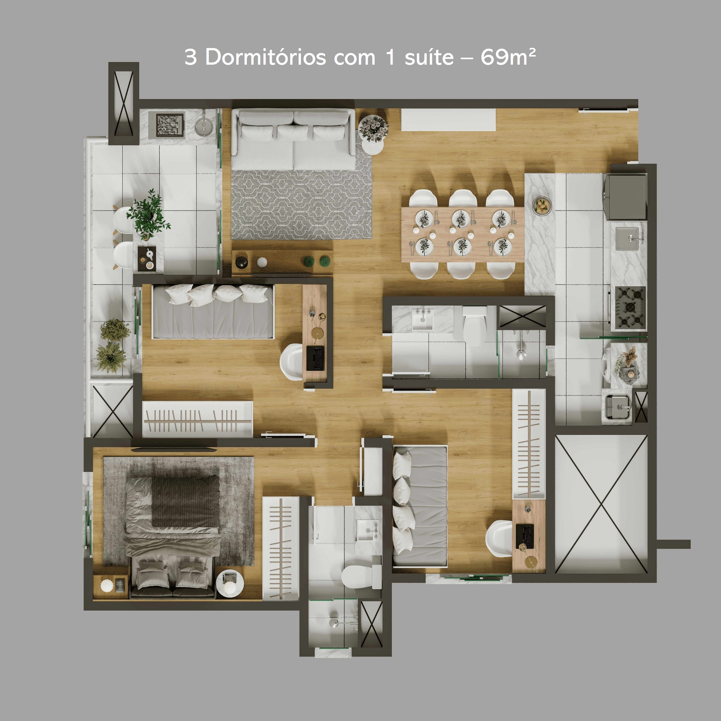 Foto do imóvel: Apartamento com 3 Quartos à Venda, 69 m² em Centro - Diadema