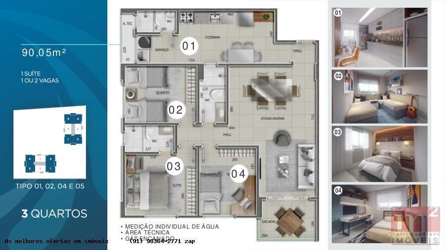 Imagem Apartamento com 3 Quartos à Venda, 90 m²em Pedreira - Belém