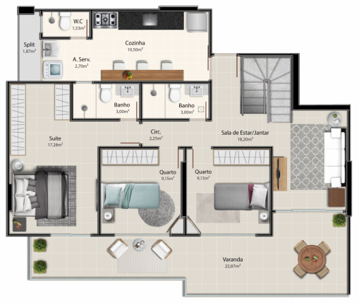 Imagem Apartamento com 3 Quartos à Venda, 101 m² em Itapuã - Vila Velha