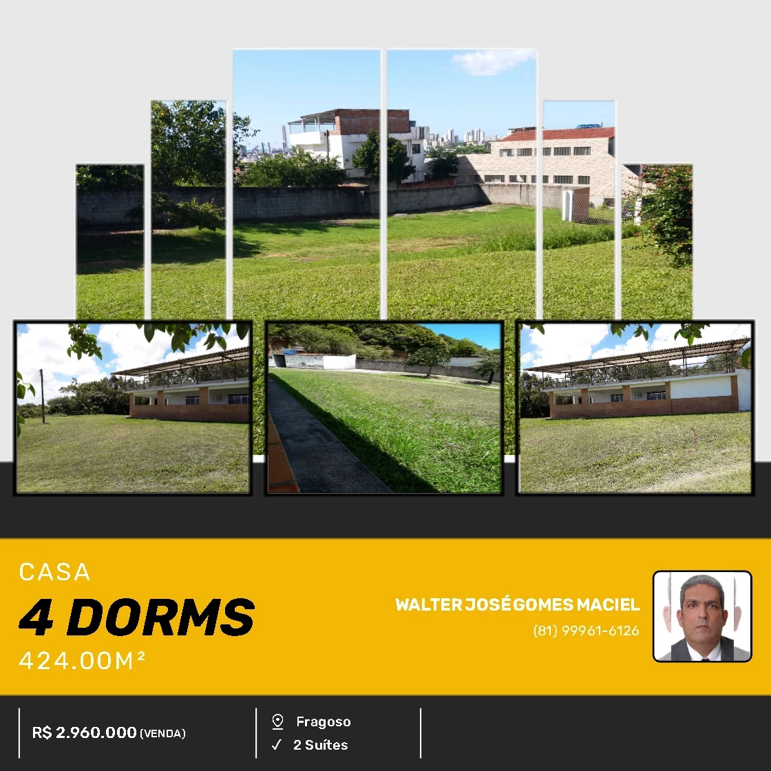 Imagem Casa com 4 Quartos à Venda, 42.400 m² em Fragoso - Olinda
