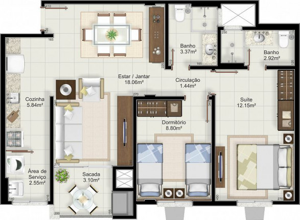 Apartamento com 3 Quartos à Venda, 77.740 m² em Centro - Balneário Rincão