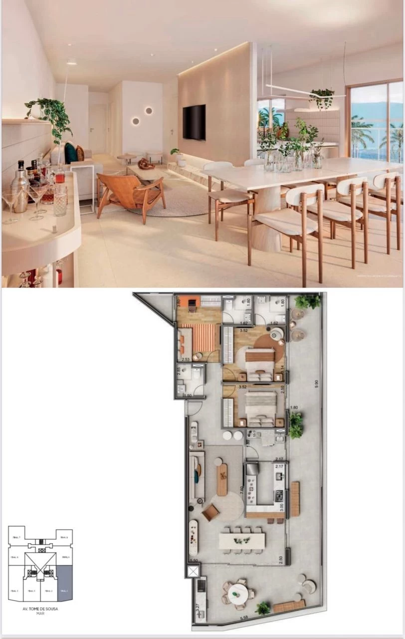 Imagem Apartamento com 3 Quartos à Venda, 1 metros em Albatróz - Bertioga